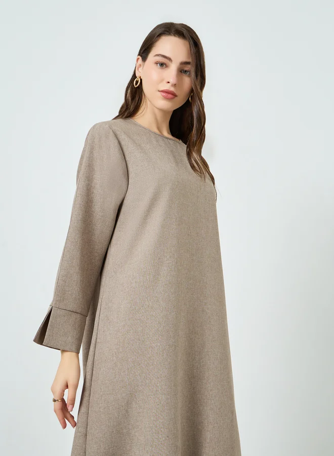 Take Two Women Brown Slit Detail Sleeve Maxi Dress